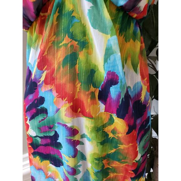 ABS Long Maxi Dress Womens Size Medium Multicolor Pleated Halter Neck Sleeveless - Picture 11 of 14